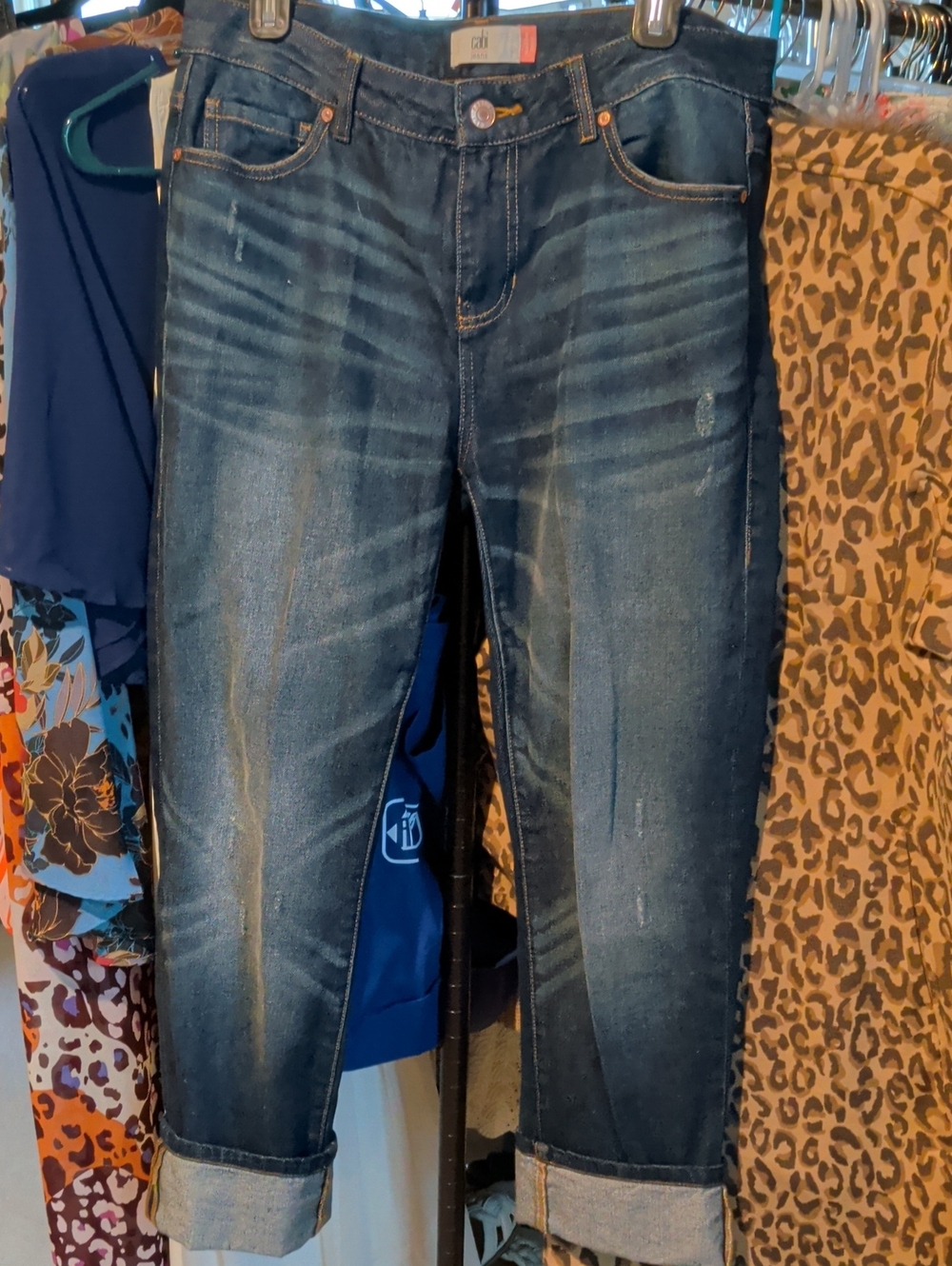 CAbi Women’s Straight Leg Jeans in Dark Blue Wash